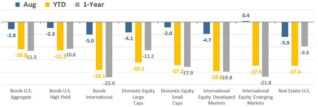 Asset Class Total Returns August 2022