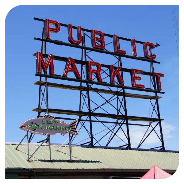 Financial Advisor in Seattle, WA - Pike Place Market Sign